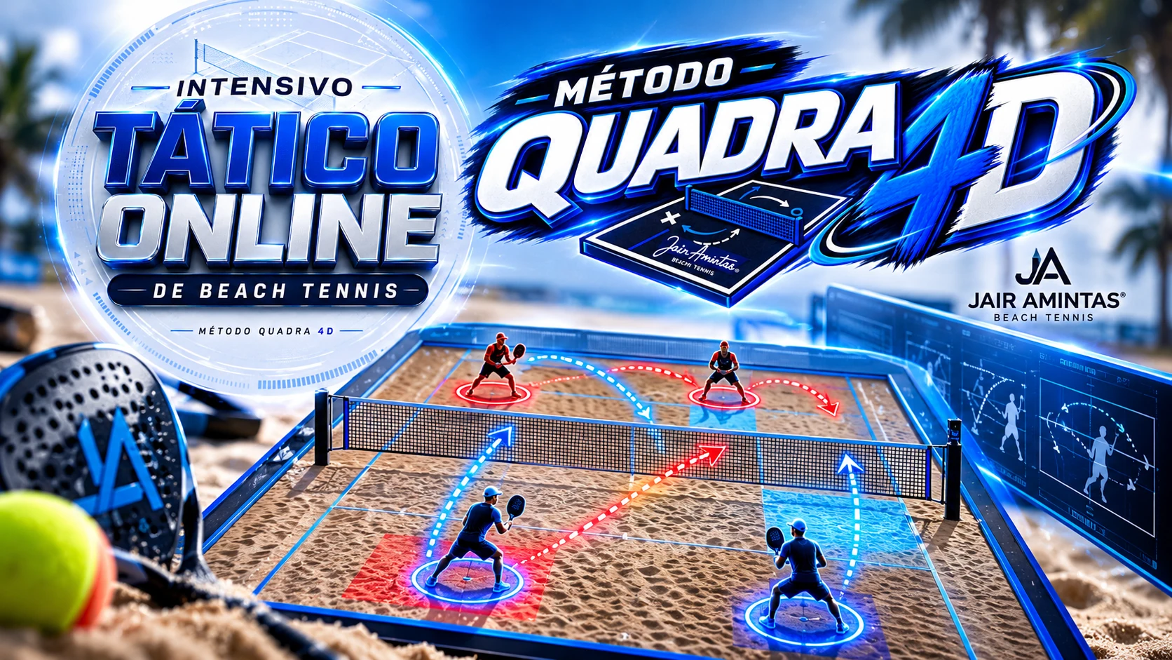 Intensivo Tático Online de Beach Tennis: arte do simulador tático e Método Quadra 4D